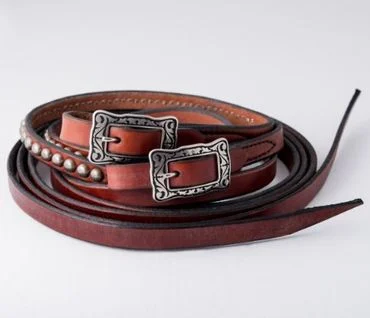 Reins-Leather-Western Zügel Deluxe-with-Spots-Braun